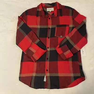 Men's Pac Sun Modern Amusement Red Flannel Button Up Shirt Size Medium • $15