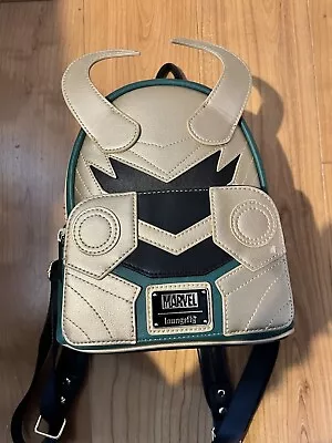 Loungefly Backpack Marvel Classic Loki Used Damaged Marvel Green Black • £35