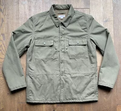 J Crew Wallace & Barnes Lined Shirt Jacket Mens M Medium Olive Herringbone • $50