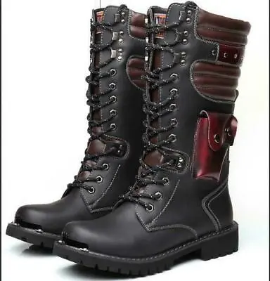 Combat Military Motorcycle Mens Mid Calf Boots Riding Punk Lace Up Casual Boots  • $68