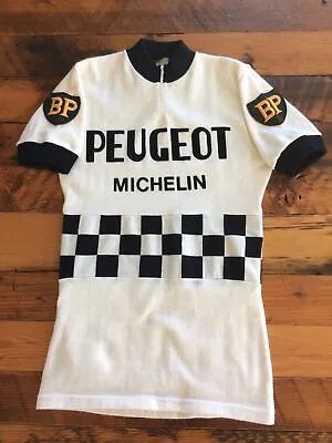 Vintage 1966-67 Peugeot Michelin Eddy Merckx Era Cycling Jersey Wool M • $1200