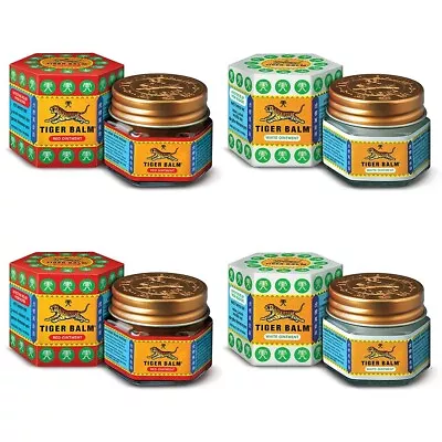 4 X Tiger Balm White & Red Ointment Combo Headaches & Nasal Congestion - 9 Ml • $11.25