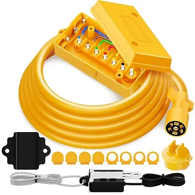 MICTUNING Heavy Duty 7 Way Plug Inline Trailer Cord With 7 Gang Junction Box • $48.59