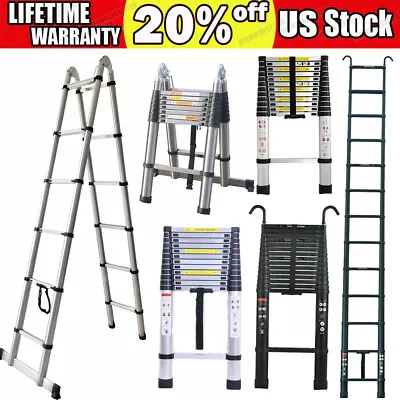 A Frame Telescopic Ladder Extendable Folding Step Long Loft Ladders 2.6M-6.2M • $62.80