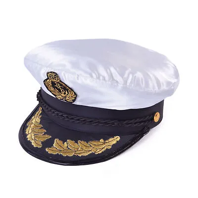 £5.99 • Buy Deluxe White Airline Pilot Hat Cap High Quality Mens Captain Fancy Dress Accesor