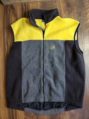 Fox Racing Mens Fleece Zip Up Vest Yellow Gray Black Size XL • $37.90