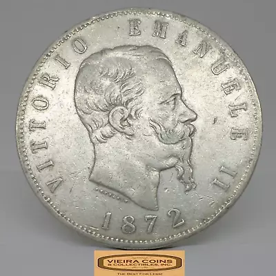 1872 Italy Silver 5 Lire Low Mintage - #C35046NQ • $49.99