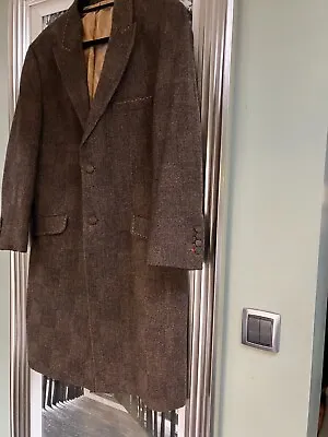 £75 • Buy Men's HOLLAND ESQUIRE Brown Check Pure Wool 3/4 Length Overcoat Size 44.