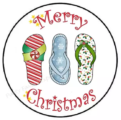 Merry Christmas And Flip Flops Beach Envelope Seals Labels Stickers Party Favors • $1.99