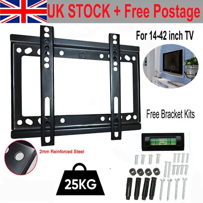 Slim TV Wall Bracket Fixed Mount 14-42 Inch TV Plasma LCD LED Monitor Flat • £6.79