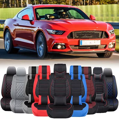 Car Seat Covers Deluxe PU Leather Front & Rear Cushion For Ford Mustang GT Focus • $95.04