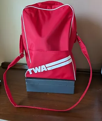 Vintage Airtex TWA Trans World Airlines Carry On Tote Travel Bag Red EUC  • $35