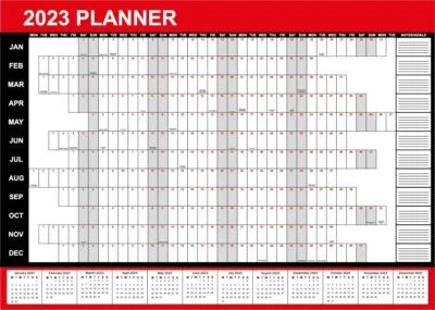 £3.99 • Buy A3 - A1 Year Planner Wall Calendar Home Office Academic Red Black Holidays