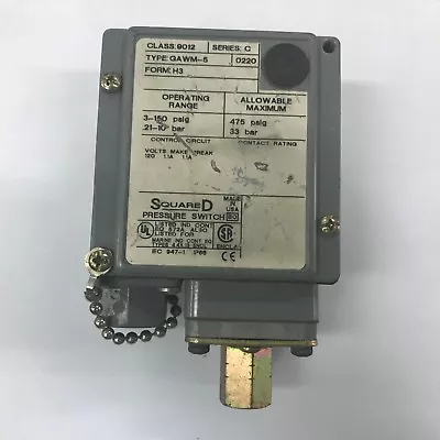 SQUARE D Type GAWM-5 Class 9012 Form H3 Series C Pressure Switch 3-150 PSIG • $125