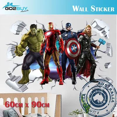 3D Wall Stickers Removable The Avengers Iron Man Hulk Broken Wall Kid Boy Room E • $16.99