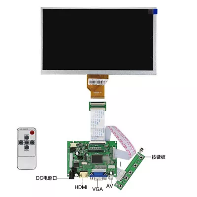 9  LCD Screen Display Panel 800×480+Driver Board HDMI VGA 2AV+Remote Control • $56.72