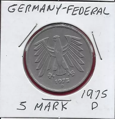 Germany Federal Rep 5 Deutsche Mark 1975-d Face Value In A Square With Rouded Co • $5