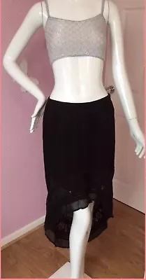 New Look Black Lace Mullet Hem Short Front Long Back Side Zip Fasten Skirt 12. • $6.22