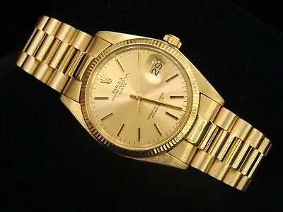 $16685.61 • Buy Rolex Date 1503 Mens Solid 14K Yellow Gold Watch With Gold Champagne Dial