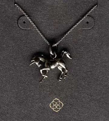 Kendra Scott Unicorn Charm & Adjustable Necklace In Vintage Silver • £30