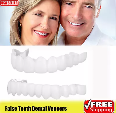 $7.39 • Buy Upper Lower False Teeth Dental Veneers Dentures Fake Tooth Cover Set