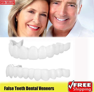 $7.39 • Buy Upper Lower False Teeth Dental Veneers Dentures Fake Tooth Cover Set