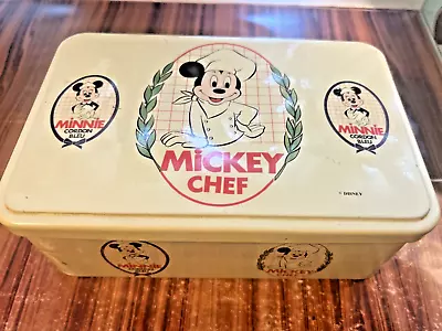 Disney Mickey Chef Minnie Mouse Cordon Bleu Tin Vintage Container Box Kitchen • $10.99