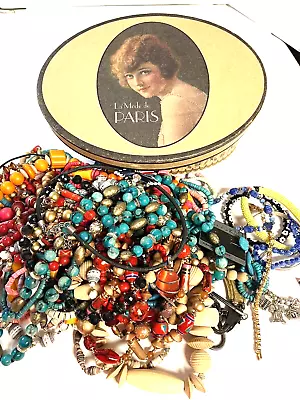 La Mode De Paris Box W/ Jewelry 12  X 4  Necklaces Beads Earrings Bracelets • $25