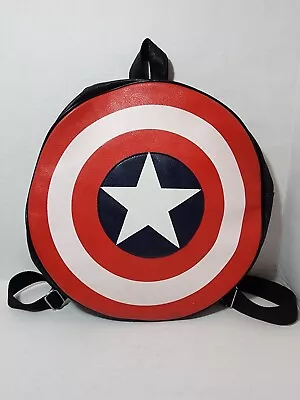 Captain America Marvel Avengers Shield Backpack Bag 18” DIA Good Condition  • $49.95