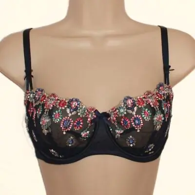 Victoria's Secret Dream Angels Wicked Unlined Bejweled Bra 36DDD *Noir Navy* NEW • $24.99