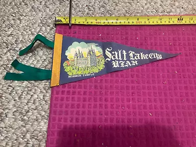 Vintage Pennant Flag Banner Salt Lake City Utah UT Mormon Temple - FAST SHIPPER • $8.69