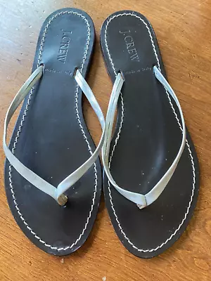 J Crew Leather Silver Capri Sandals 7 Made In Italy • $12