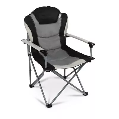 Kampa Guv'nor Armchair - Folding Camping Chair Black And Fog Grey • £59.99