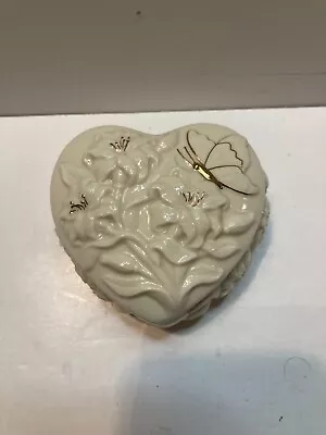 Lenox Butterfly Heart Shaped Trinket Box With Gold Trim • $7.99