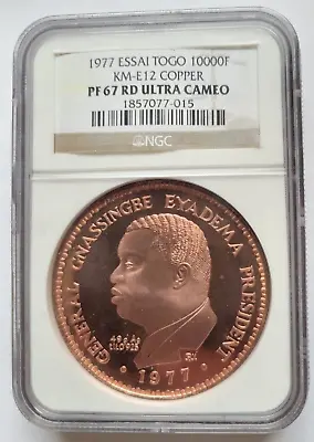 1977 **RARE ESSAI COPPER Mintage 20** TOGO 10000 Francs Coin KM-E 12 NGC PF67 UC • $599.99