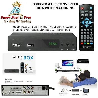 3300STB ATSC Converter Box With Recording Media Player HDMI USB QAM Tuner NEW • $50.10