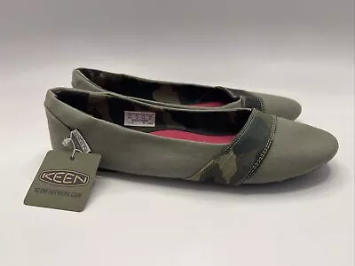 New Keen Women Cortona Flats Shoes Burnt Olive Canvas Slip On Camo 10 EUR 40.5 • $29