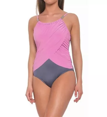 NWT MSRP $158 - MAGICSUIT Solid Lisa 1-Pc Swimsuit Pink And Gray Various Sizes • $68