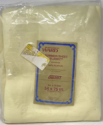 VTG Montgomery Ward 100% Acrylic Summer Sheet/Blanket 54x75 Fitted Full YELLOW • $35.99