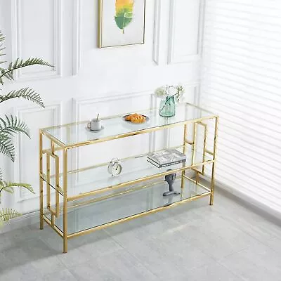 Gold Modern Furniture Console Table Stainless Steel Glass Primary Living Space • $369.96