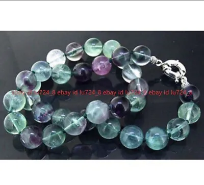 8mm Natural Rainbow Multi-Color Fluorite Round Gemstone Beads Necklace 18  • $4.99