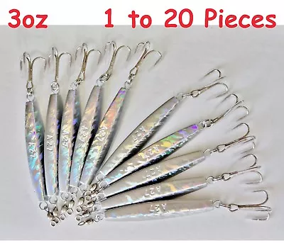 Diamond Jig 3oz Holographic Laser Saltwater Lures W/ Treble Hook Select Qty • $35.99