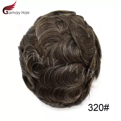 Mens Toupee 100% Human Hair Piece  Fine Mono Durable Natural Wig For Men D7-3 • $189