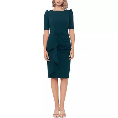 Xscape Womens Crepe Ruched Puff Sleeve Sheath Dress BHFO 8613 • $27.99