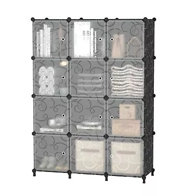 12 Cube Storage Organizer With Doors Diy Plastic Closet Storage Shelf Modular St • $54.75