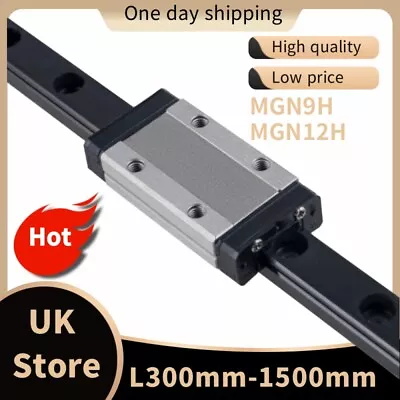 MGN9H MGN12H Miniature Linear Rail Guide+ Slide Block Black CNC DIY 200mm-650mm • £19.06