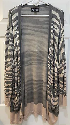 $24 • Buy Anthropologie Oliver.O Long Cardigan Pink Gray Ombre Animal Festive Size 3X