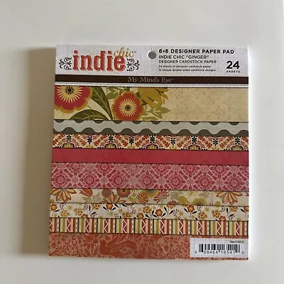 My Minds Eye Six By Six Indie Chic Ginger 24 Sheets Cardstock Paper 6x6 • £5