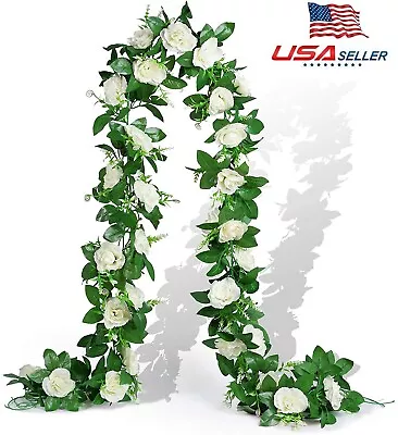 7.5 Ft  Garland Wall Silk Artificial Hanging Rose Flowers Vine Wedding Decor USA • $7.46