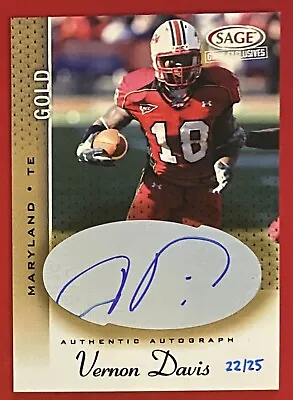 2006 Sage Gold Auto /25 Vernon Davis RC #A-05 Maryland Terrapines • $27.95